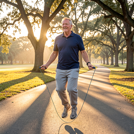 man jumping rope park